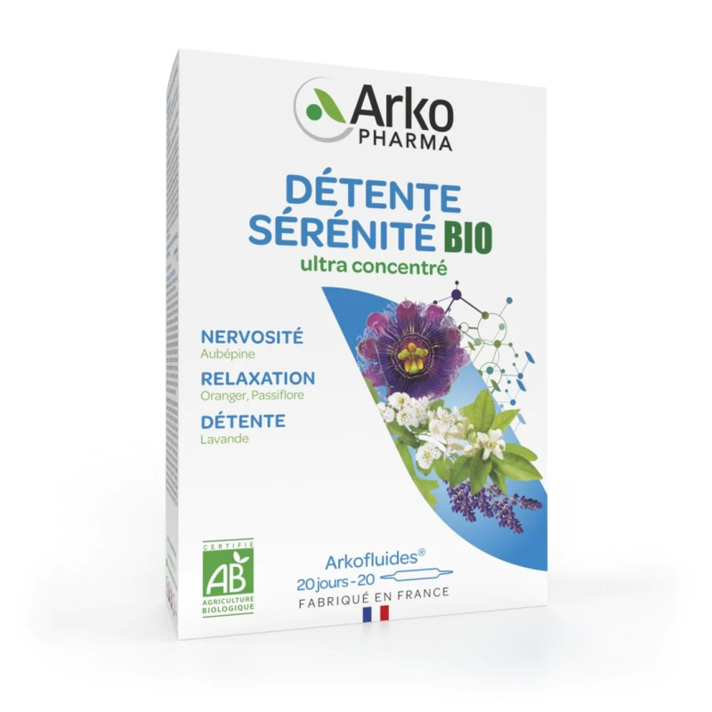 Arkofluide Détente Sommeil Bio - 20 ampoules