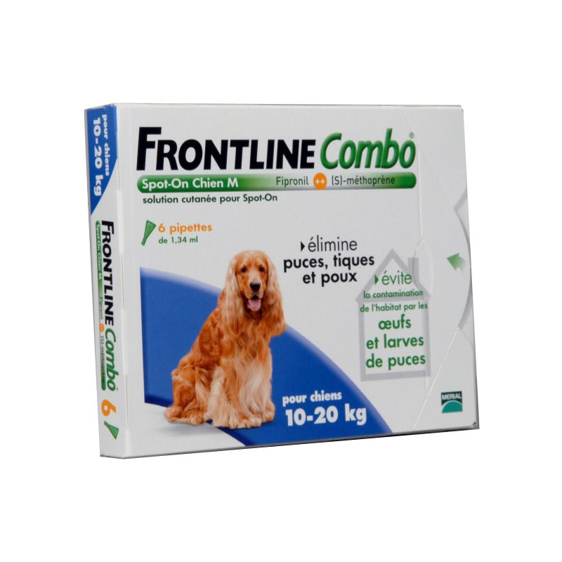 Antiparasitaire Frontline combo pour chien de taille moyenne - 6 pipettes