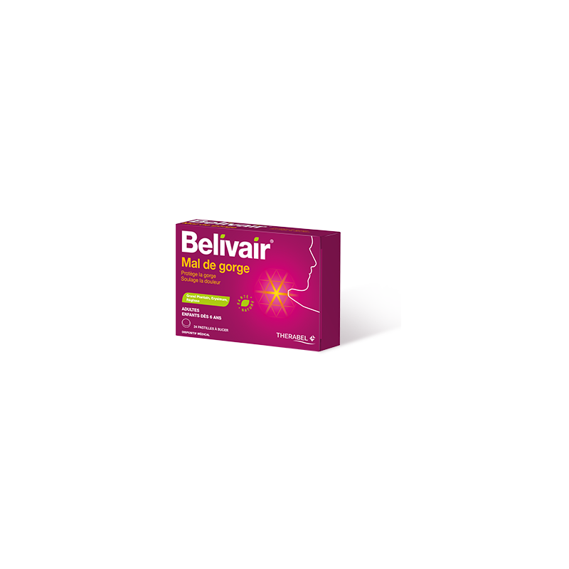 Belivair® Mal de Gorge Pastilles à Sucer - 24 pastilles