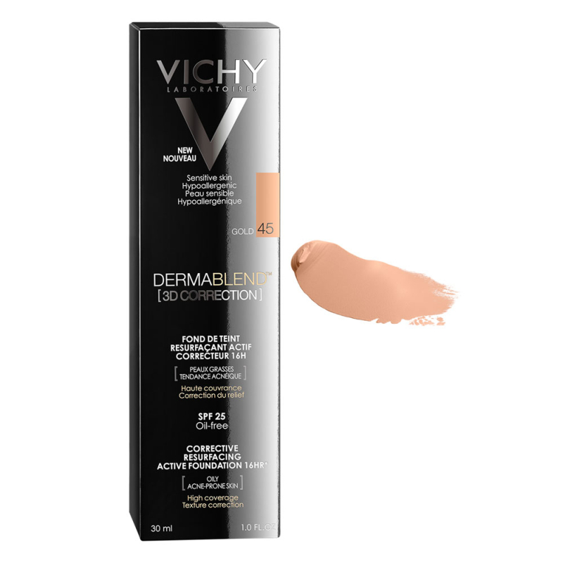 Vichy DERMABLEND 3D CORRECTION Fond de Teint Correcteur Teinte : 45 : Gold 16H - 30ml