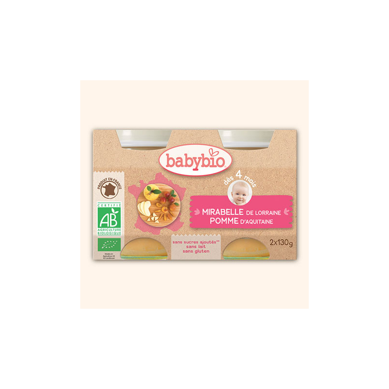 Petit Pot Fruits Mirabelle de Lorraine & Pomme d'Aquitaine - 2x130g