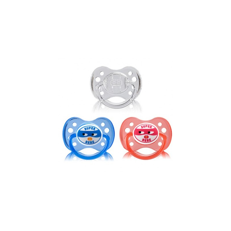 Sucette +6 Mois "SUPER BÉBÉ" Physiologique Silicone avec Anneau N°P35 - 1 unité