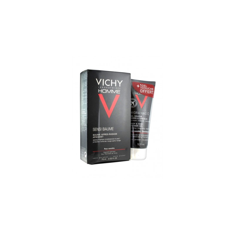 Vichy Homme Sensi baume Baume après-rasage apaisant + Hydra mag C Gel douche offert - 75ml