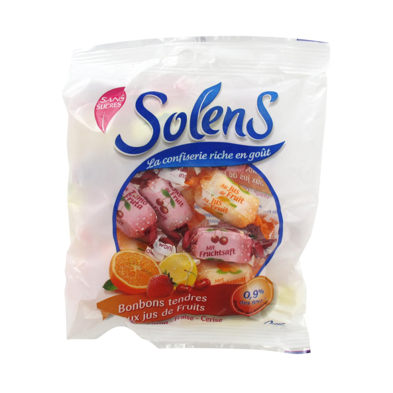 Solens Bonbons Tendres aux Jus de Fruits Sans Sucre - 100 g