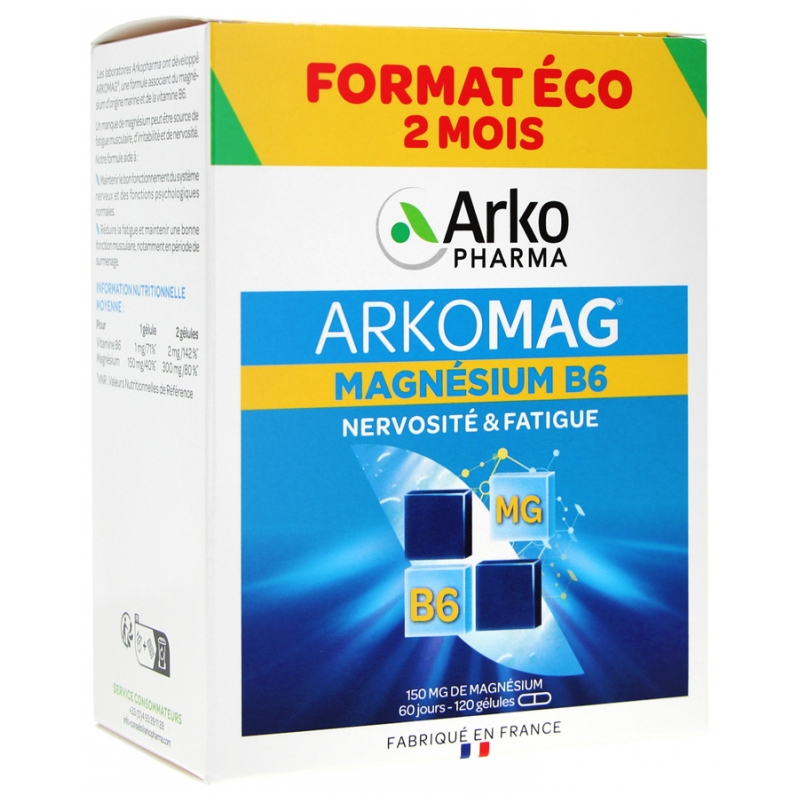 Arkopharma Magnésium Vitamine B6 150 mg - 120 Gélules