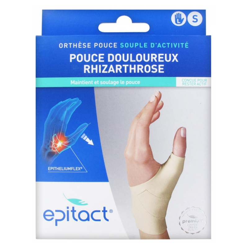 Epitact Orthèse Pouce Souple d'Activité Pouce Douloureux Rhizarthrose Main Gauche - Taille : S