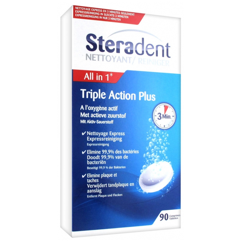 Steradent Triple Action Plus - 90 Comprimés