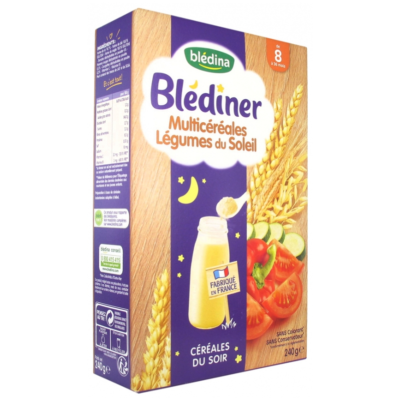 Blédîner Céréales du Soir Multicéréales Légumes du Soleil de 8 à 36 Mois - 240g
