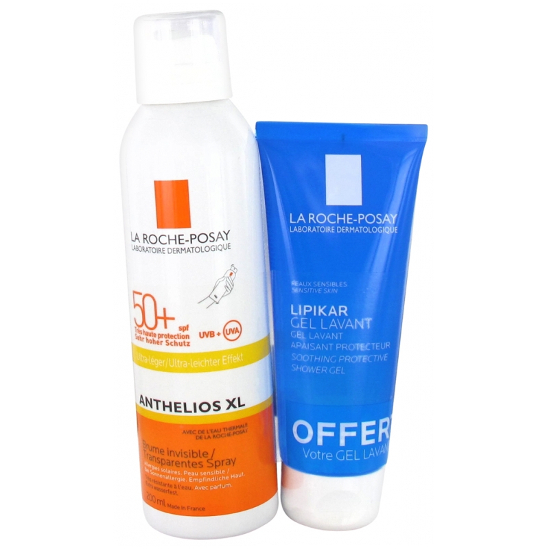 La Roche-Posay Brume solaire Anthelios SPF50+ 200ml + Gel lavant Lipikar 100ml Offert