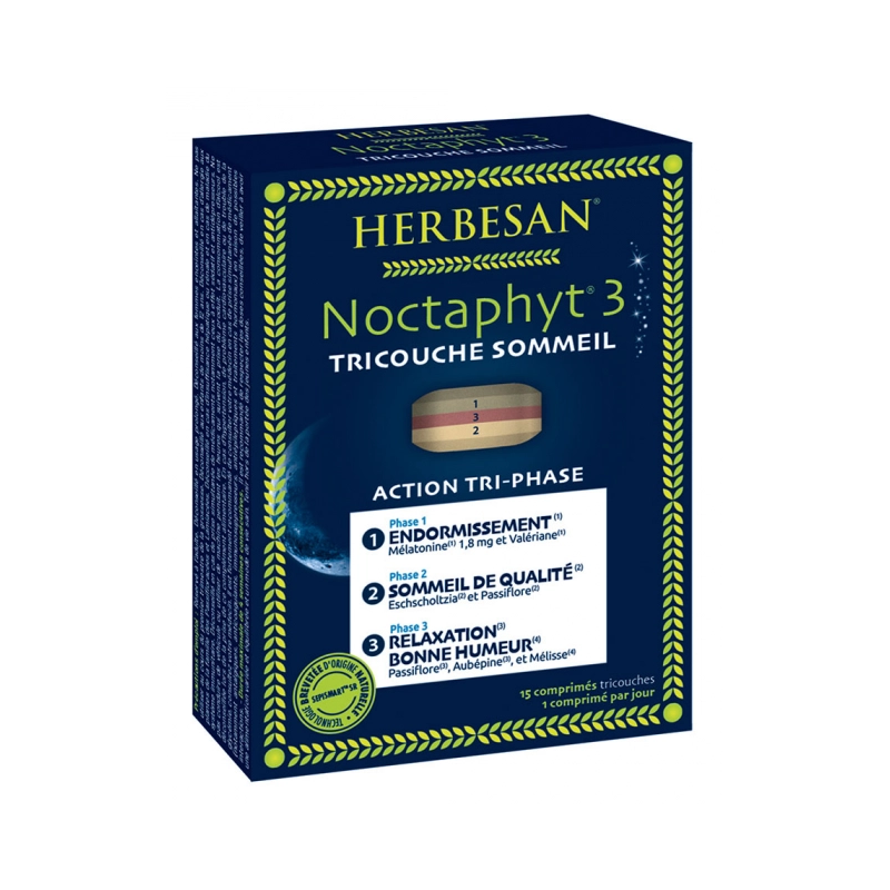 Herbesan Noctaphyt 3 Tricouche Sommeil - 15 comprimés