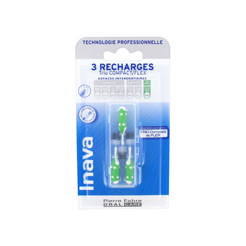 Inava Brossettes interdentaires 2.2 mm Trio Compact et Flex Inava - 3 recharges