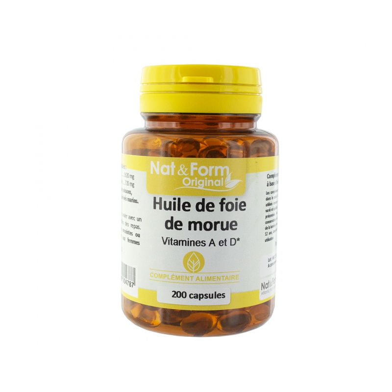 NAT&FORM Huile de Foie de Morue - 200 capsules