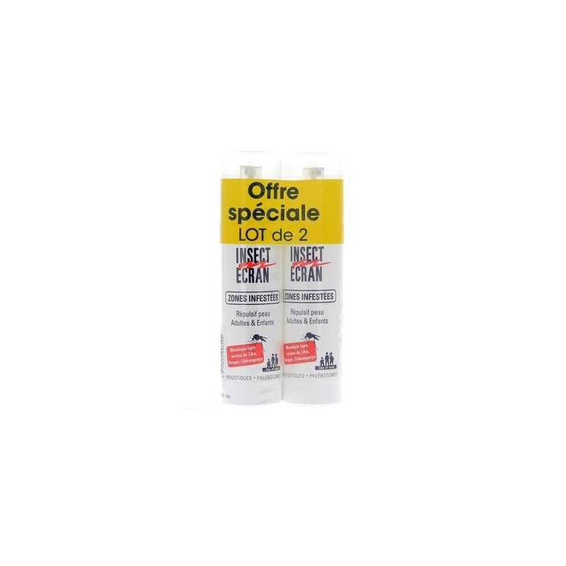 Insect Ecran Spray Répulsif Zones Infestées Peau Adulte - Lot de 2x100 ml