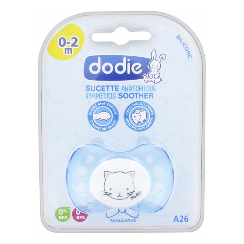 Dodie Sucette Anatomique Silicone 0-2 Mois N°A26  Chat - 1 unité