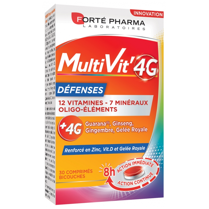 Forté Pharma MultiVit'4G Défenses - 30 Comprimés Bicouches