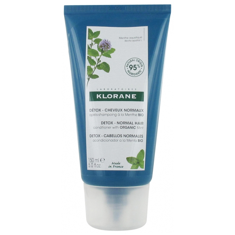 Klorane Détox - Cheveux Normaux Après-Shampoing à la Menthe Bio - 150 ml