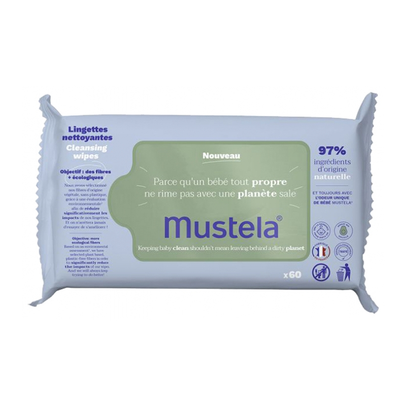 Mustela Lingettes Nettoyantes à l'Avocat - 60 Lingettes