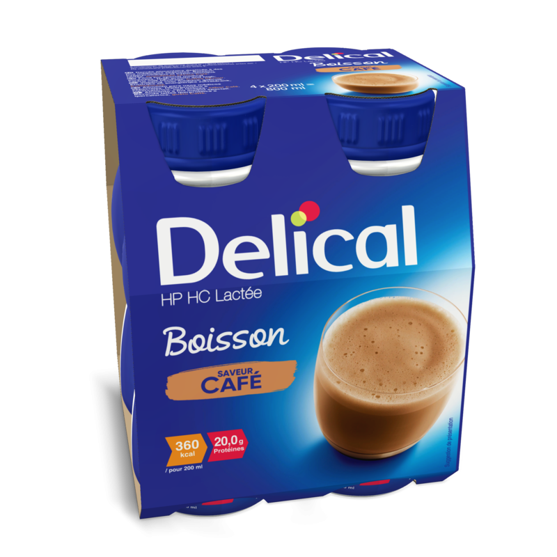 Delical Boisson lactée HP/HC café - 4x200ml