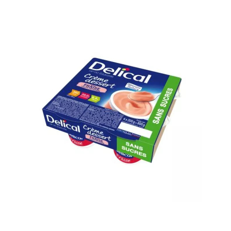 Delical crème dessert HP/HC sans sucres Fraise - 4X200g