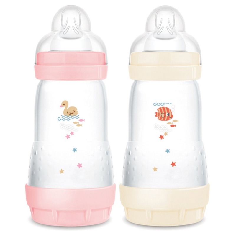 Mam Biberon Anti-coliques Easy Start classique Bonbon et Coton Tétine Débit 2 - Lot 2x260ml