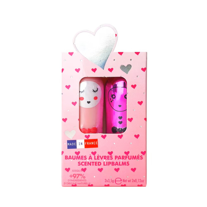 Inuwet Coffret Duo Baume à Lèvres Amour Parfum Fraise et Milkshake