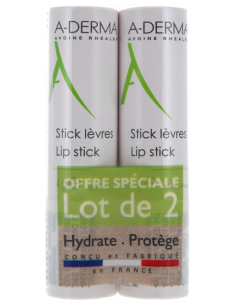 A-DERMA Stick Lèvres - Lot de 2 x 4 g