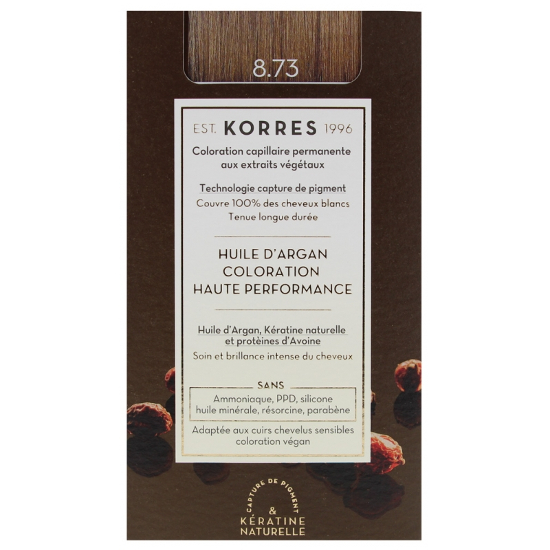 Korres Coloration Permanente Huile d'Argan - Coloration : 8.73 Doré Caramel