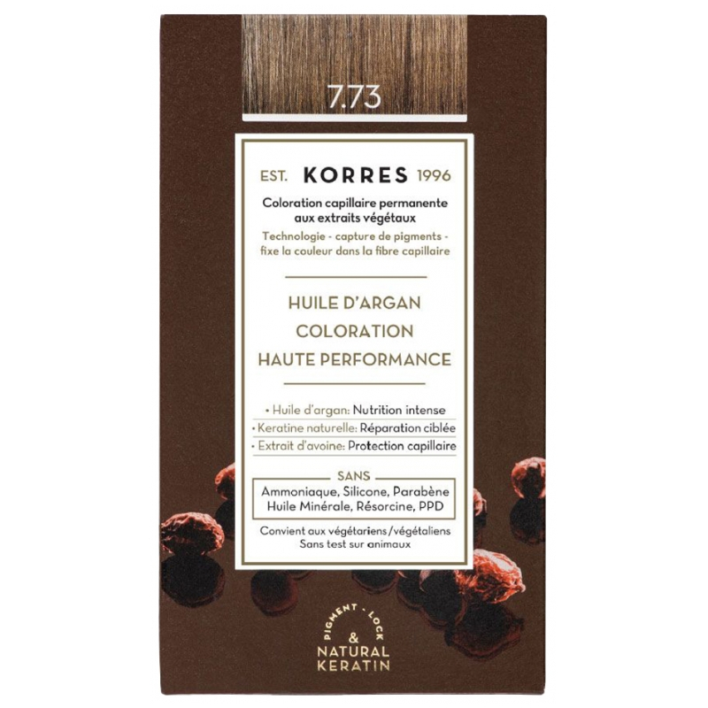 Korres Coloration Permanente Huile d'Argan - Coloration : 7.73 Doré Moka