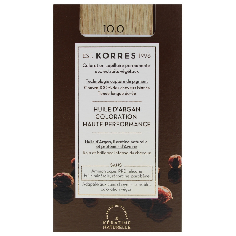 Korres Coloration Permanente Huile d'Argan - Coloration : 10.0 Blond Platine