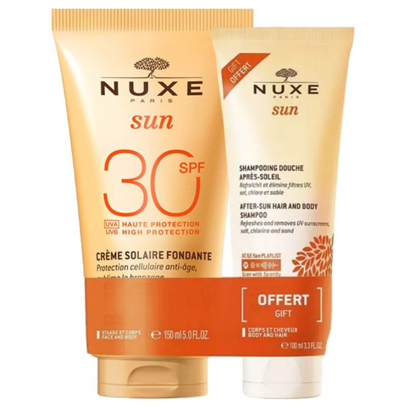 Nuxe Sun Lait Solaire Fondant Visage et Corps SPF30 150 ml + Shampoing Douche Après-Soleil 100 ml Offert