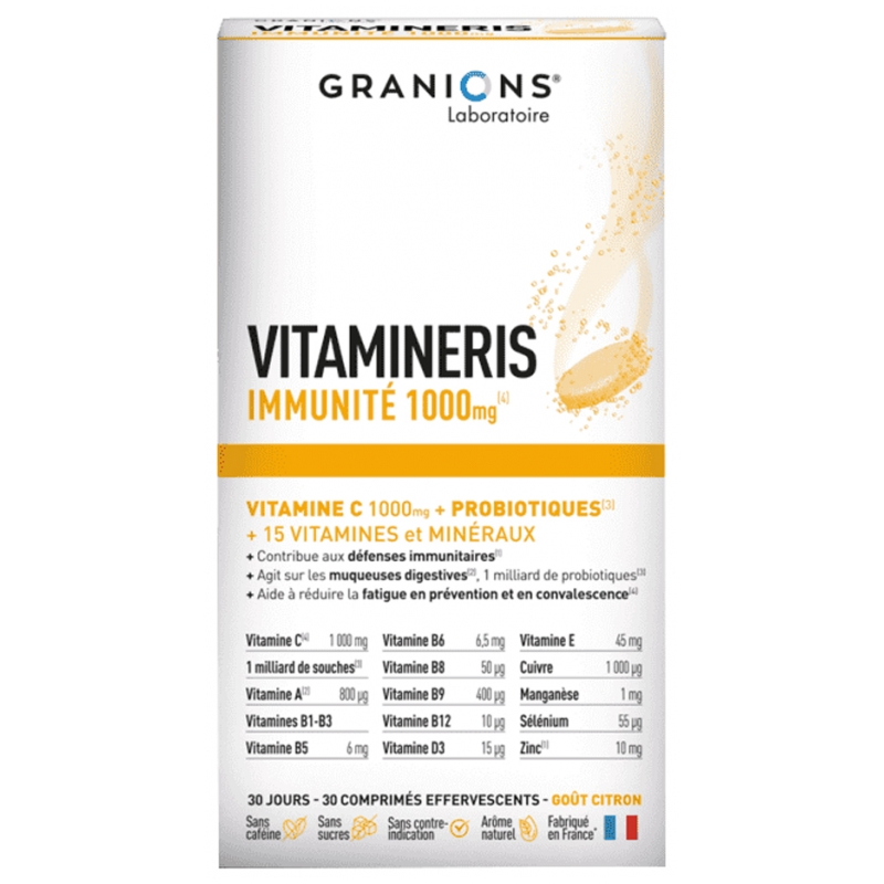 Granions Vitamineris Immunité 1000 mg - 30 Comprimés Effervescents