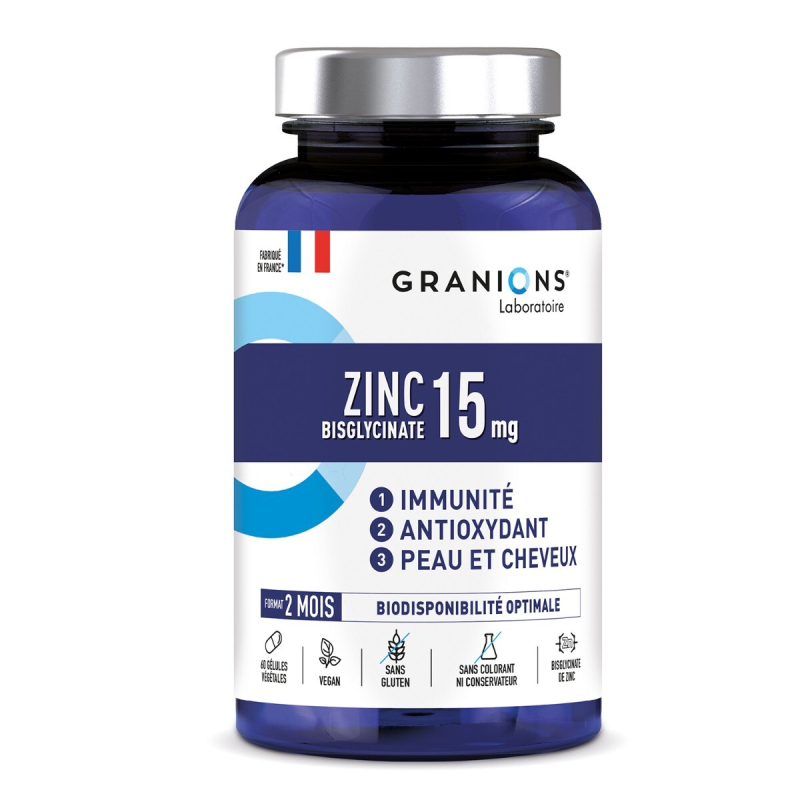 Granions Bisglycinate de Zinc 15 mg - 60 Gélules Végétales