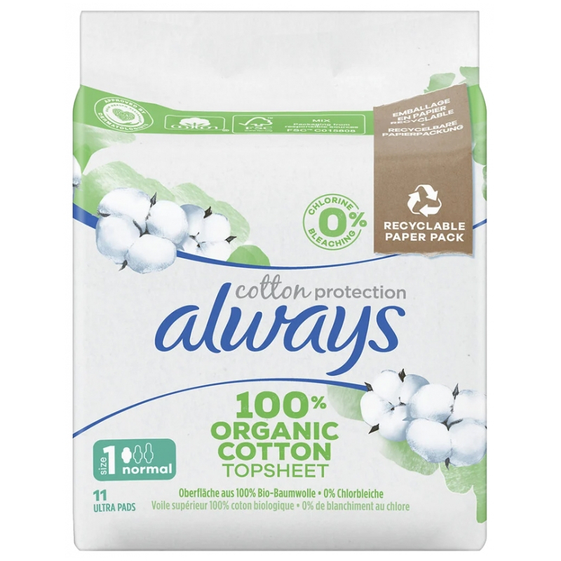 Always Cotton Protection Serviettes Hygiéniques Taille 1 - 11 unités 