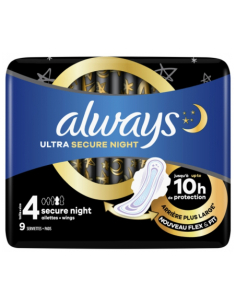 Always Ultra Secure Night Serviettes Taille 4 - 9 unités 
