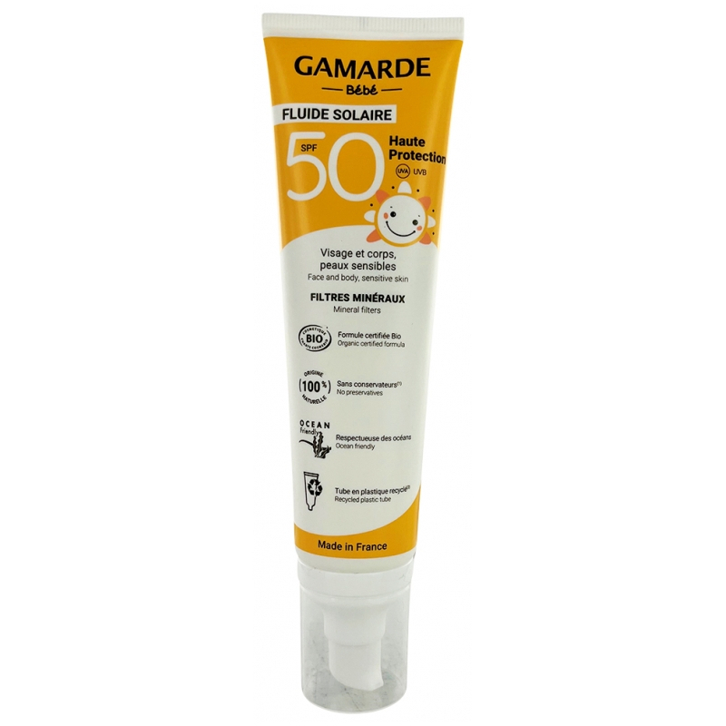 Gamarde Bébé Fluide Solaire SPF50 Haute Protection Bio - 100 ml