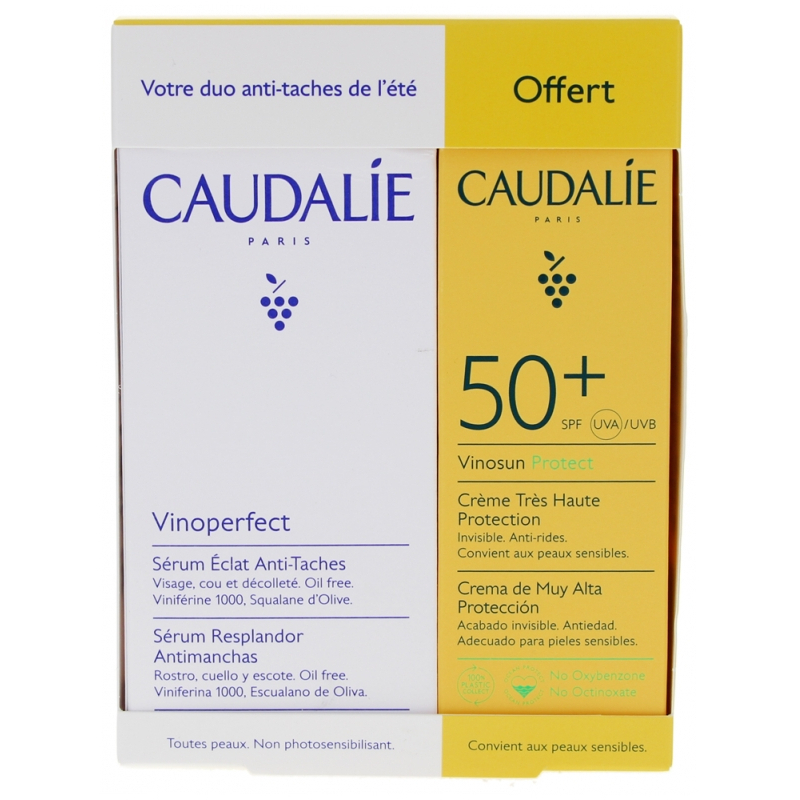 Caudalie Vinoperfect Sérum Éclat Anti-Taches 30 ml + Vinosun Protect Crème SPF50+ 25 ml Offerte