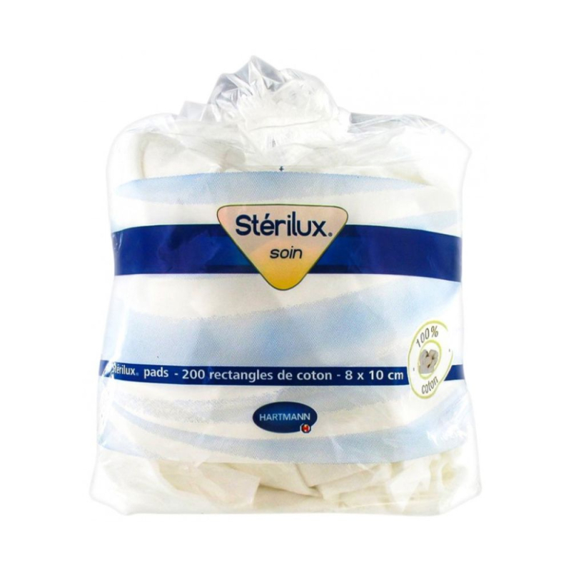 Hartmann Stérilux Soin Rectangles de Coton 8 x 10 cm - 200 pièces 