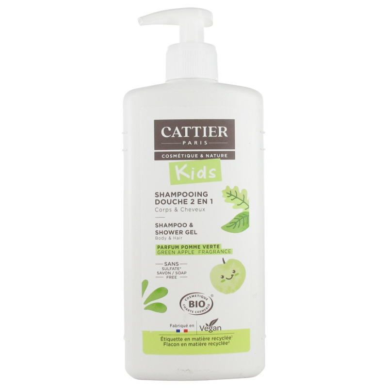 Cattier Kids Shampoing Douche 2en1 Parfum Pomme Verte Bio - 500 ml