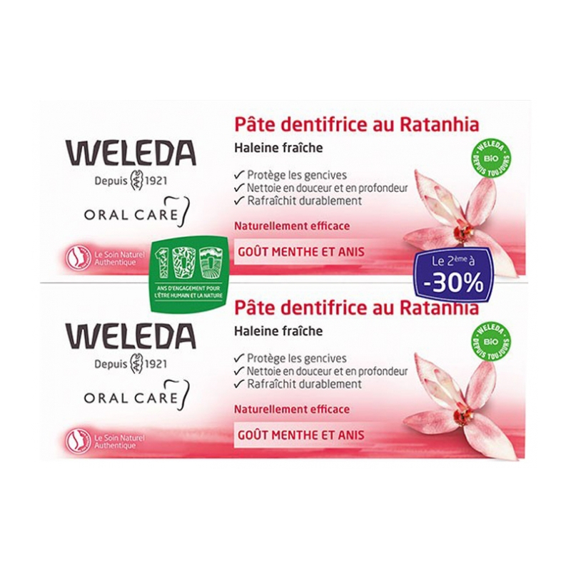 Weleda Pâte Dentifrice au Ratanhia - Lot de 2 x 75 ml