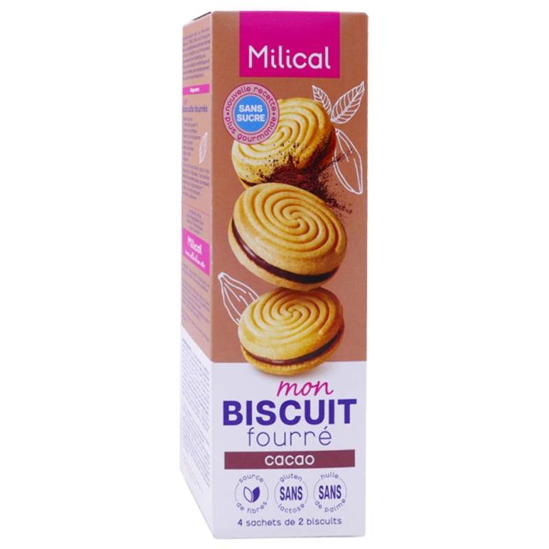 Milical Mon Biscuit Fourré 8 Biscuits Goût : Chocolat - 4 sachets de 2 biscuits