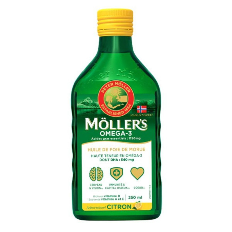 Möller's Omega-3 Huile de Foie de Morue Arôme Citron - 250 ml