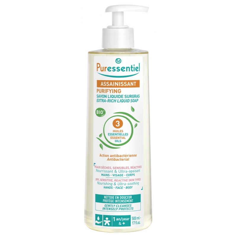 Puressentiel Assainissant Savon Liquide Surgras aux 3 Huiles Essentielles 500 ml