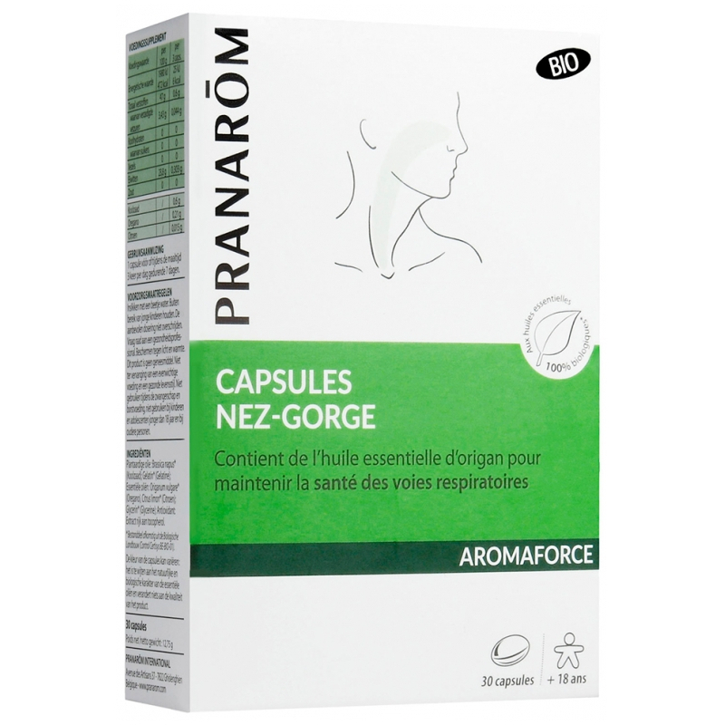 Pranarôm Aromaforce Capsules Nez-Gorge Bio - 30 Capsules
