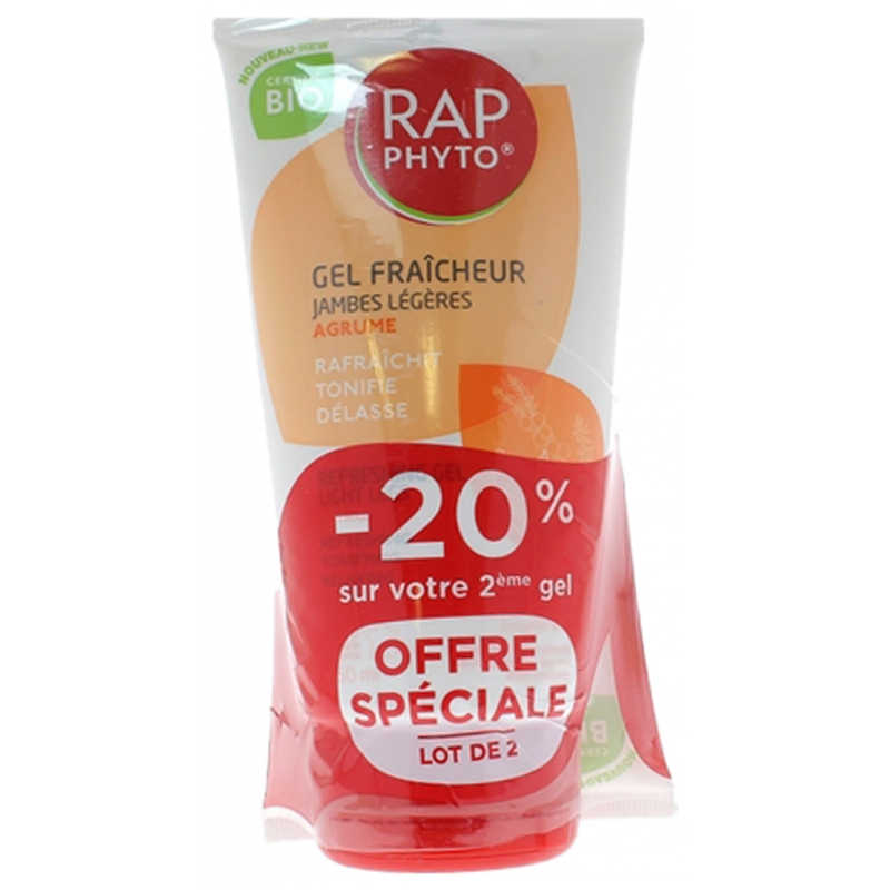 Rap Phyto Gel Fraîcheur Jambes Légères Agrume Bio - Lot de 2 x 150 ml