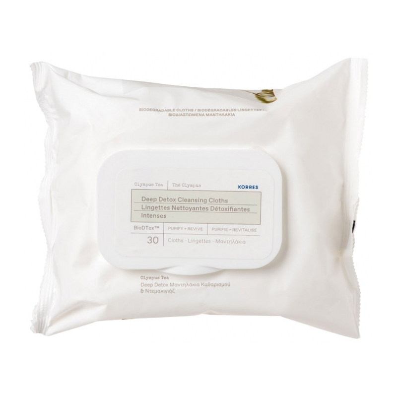 Korres Lingettes Nettoyantes Détoxifiantes Intenses - 30 Lingettes