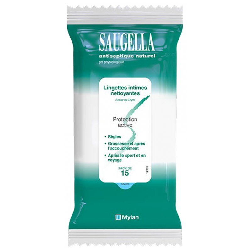 Saugella Antiseptique Naturel - 15 Lingettes Intimes