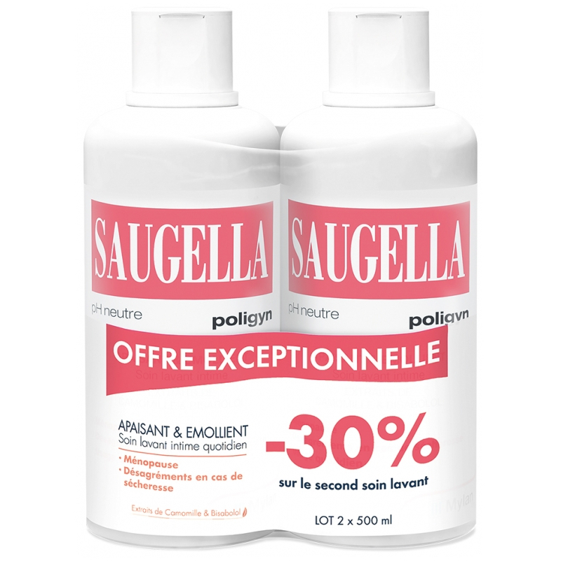 Saugella Poligyn Soin Lavant Intime - Lot de 2 x 500 ml