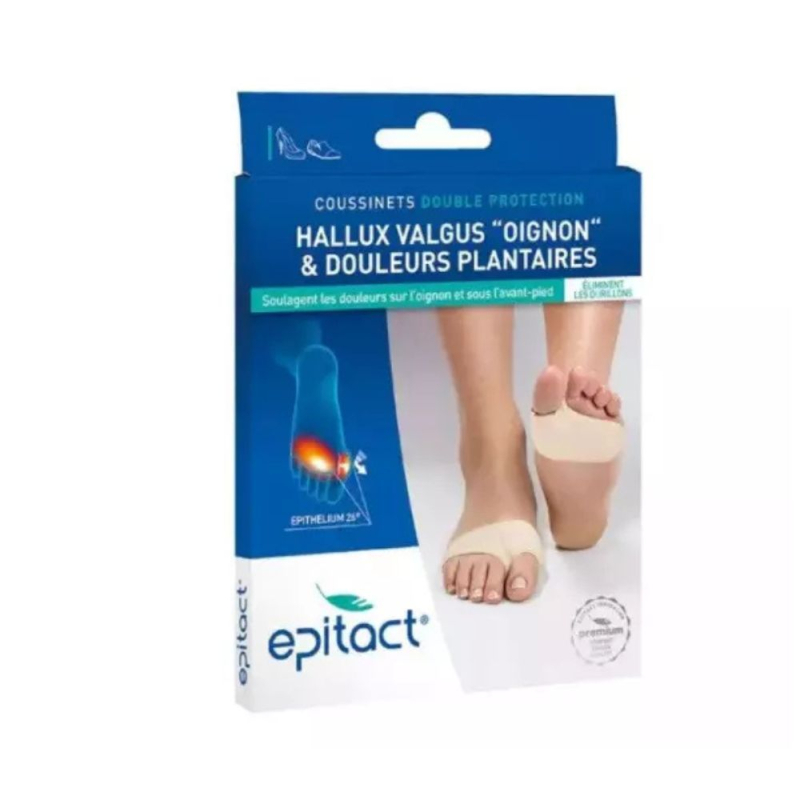 Epitact Coussinets double protection Hallux Valgus oignon & douleurs plantaires - Taille M - 1 paire