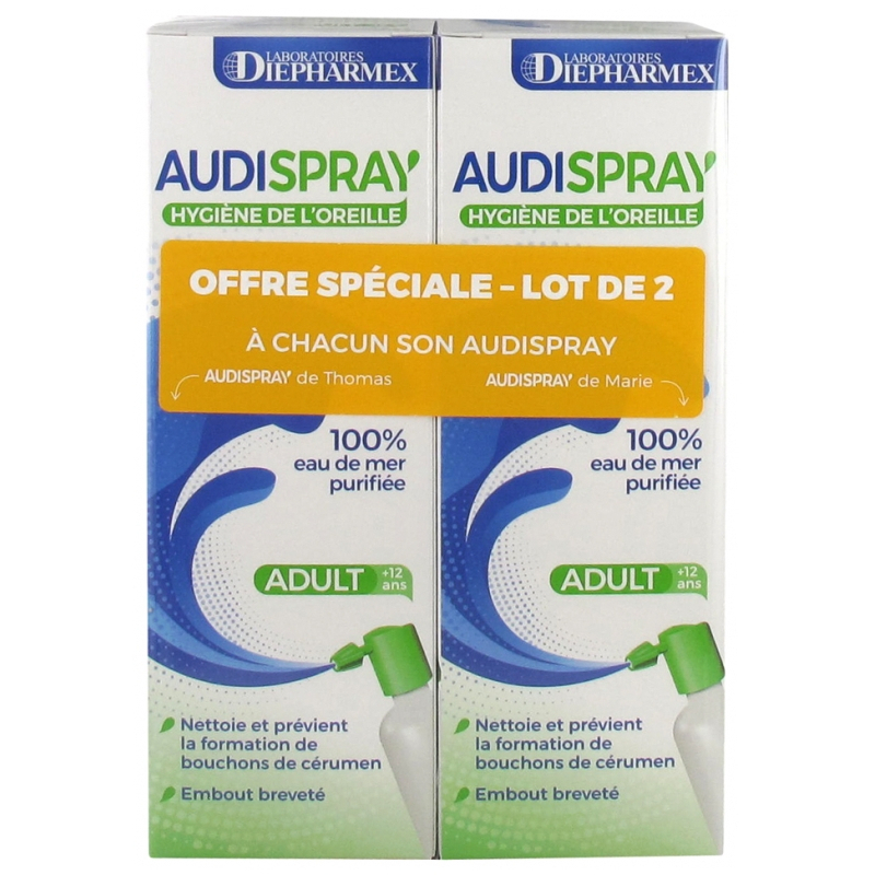 Audispray Adulte Hygiène de l'Oreille - Lot de 2 x 50 ml