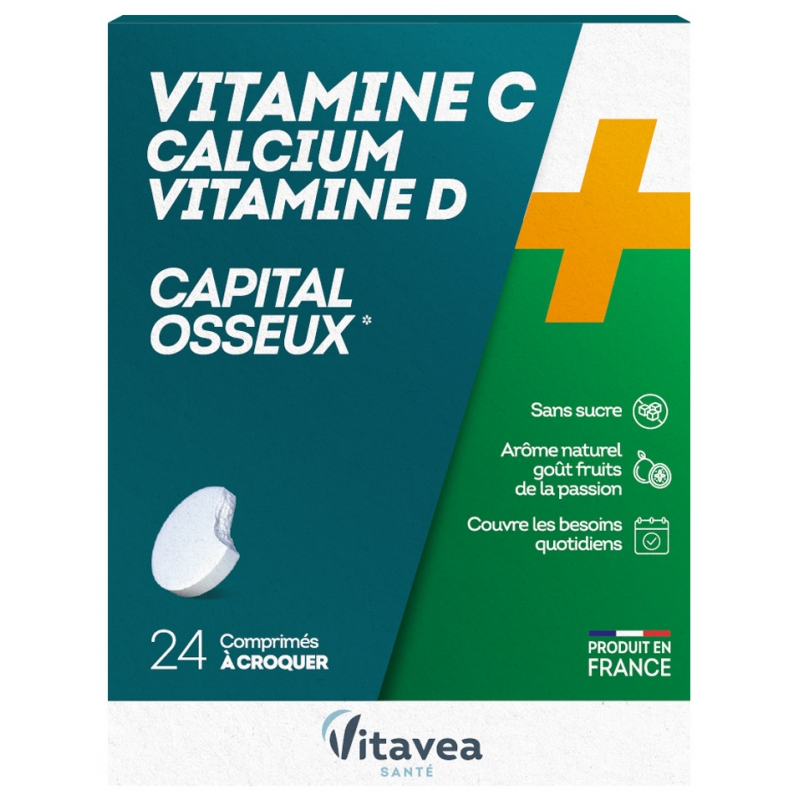 Vitavea Vitamine C Calcium Vitamine D - 24 Comprimés à Croquer